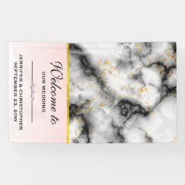 モダンスモーキーな灰色の大理石と金ゴールドリボ結婚ン 横断幕