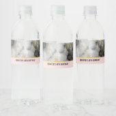 モダンスモーキーグレイ大理石金ゴールド誕生日 ペットボトルラベル (ボトル)