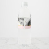 モダンスモーキーグレイ大理石金ゴールド誕生日 ペットボトルラベル (裏面)