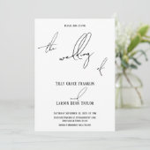 モダンスリムシンプルな手書き結婚の文字 招待状 (スタンド正面)