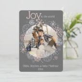 モダンスレートグレイのフォトフレーム パステルスノーフレーク (スタンド正面)