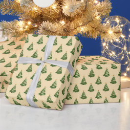 モダンスワールリボンクリスマスツリー ラッピングペーパー