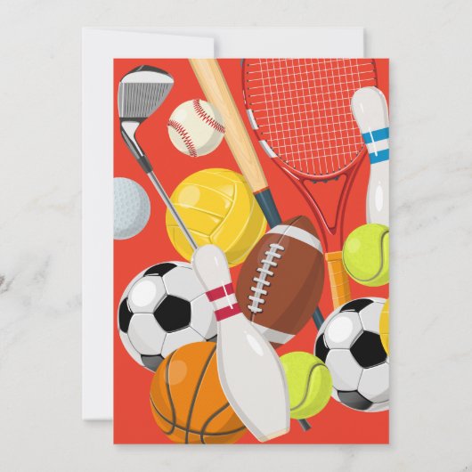 モダンスーパースターキッズ男子スポーツバースデーパーティー 招待状 (裏面)