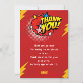 モダンスーパーヒーローの男の子の誕生日 サンキューカード (正面)