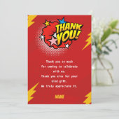 モダンスーパーヒーローの男の子の誕生日 サンキューカード (スタンド正面)