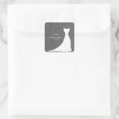 モダンス結婚ドレス&金ゴールドハートブライダルシャワー スクエアシール (バッグ)