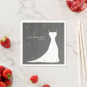モダンス結婚ドレス&金ゴールドハートブライダルシャワー スタンダードカクテルナプキン (インサイチュ)