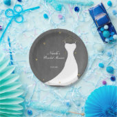 モダンス結婚ドレス&金ゴールドハートブライダルシャワー ペーパープレート (パーティー)