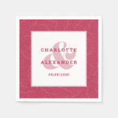 モダンス結婚マゼンタレッドトレンディー新郎新婦 スタンダードカクテルナプキン (正面)