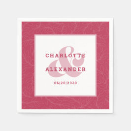 モダンス結婚マゼンタレッドトレンディー新郎新婦 スタンダードカクテルナプキン