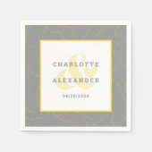 モダンズグ結婚レーイエロートレンディー新婦&新郎 スタンダードカクテルナプキン (正面)