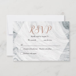 モダンズグ結婚レーマーブルRSVPシック 出欠カード