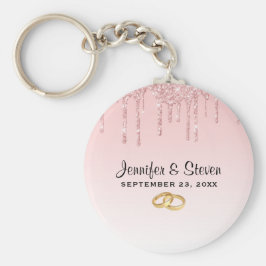 モダンズピ結婚ンクグリッタードリップ&ゴールデンリングや輪 キーホルダー
