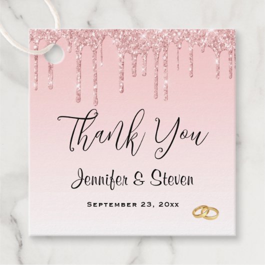 モダンズピ結婚ンクグリッタードリップ&ゴールデンリングや輪 フェイバータグ (正面)