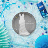 モダンズ結婚ドレス紙吹雪ハートブライダルシャワー ペーパープレート (パーティー)