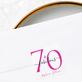 モダンセブン&ファビュラス ピンク 70歳の誕生日パーティー スクエアシール