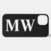 モダンセリフイニシャル無地の白黒 iPhoneケース (裏面横)