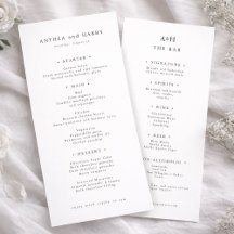 モダンセリフ 結婚式 ディナー＆バー メニューカード