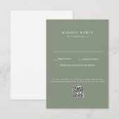 モダンセージウェディングQRコードRSVP 出欠カード (正面/裏面)