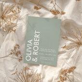 モダンセージグはっきりしたリー結婚ミニマル 招待状