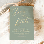 モダンセージグエレガントリー結婚ミニマル セーブザデート