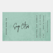 モダンセージグリーンのラスティックラベル 長方形シール (正面)