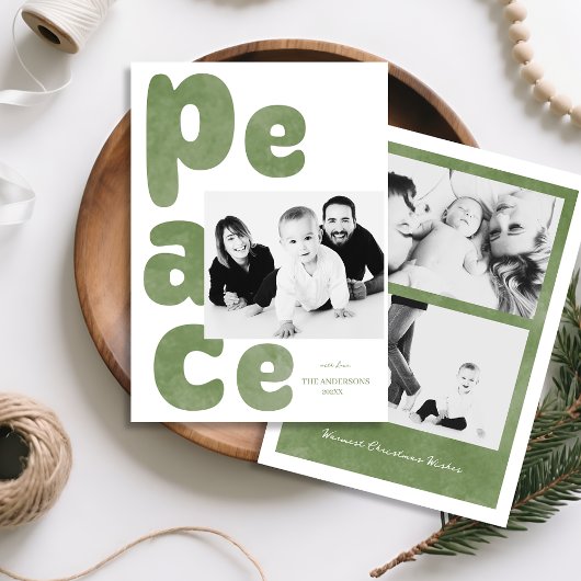 モダンセージグリーンのPEACE 写真 シーズンカード