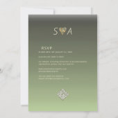 モダンセージグリーングラデーションフローラ結婚グリーン 招待状 (裏面)