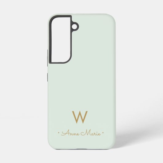 モダンセージグリーンゴールドモノグラム SAMSUNG GALAXYケース (裏面)