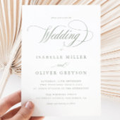 モダンセージグリーンシンプルホワミニマルイ結婚ト 招待状