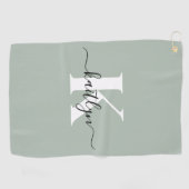 モダンセージグリーンスクリプトモノグラム ゴルフタオル (横)