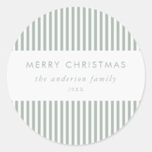 モダンセージグリーンストライプスのメリークリスマス