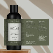 モダンセージグリーンボホロゴ 4OZ コスメティックボトル 長方形シール