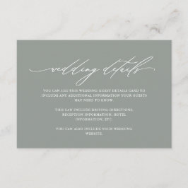 モダンセージグリーン書道結婚ズゲスト詳細 エンクロージャーカード