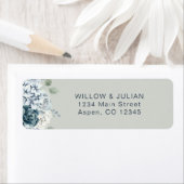 モダンセージグリーン結婚フローラ差出人住所 ラベル (インサイチュ)