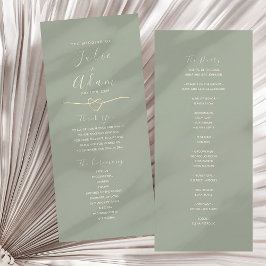 モダンセージグリーン結婚式プログラムカード