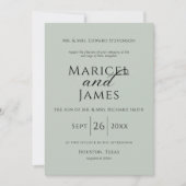 モダンセージシンプルグ結婚リーン 招待状 (正面)