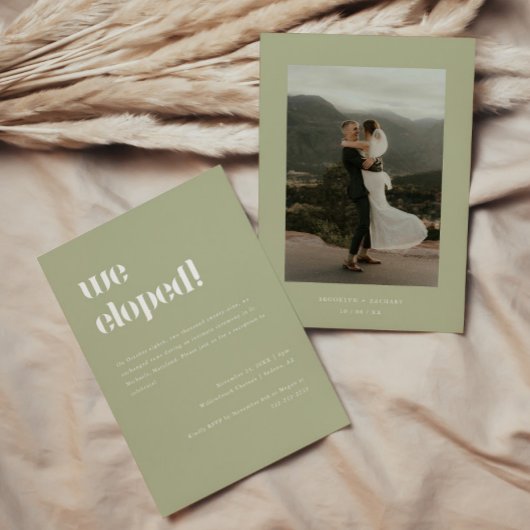 モダンセージ結婚グリーン披露宴 招待状