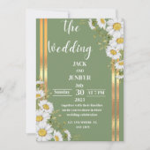 モダンセージ緑と白シンプルい結婚 招待状 (正面)