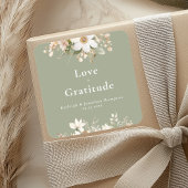 モダンセージ緑の水の色のフローラ結婚の スクエアシール