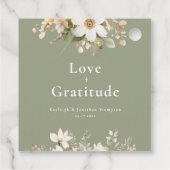 モダンセージ緑の水の色のフローラ結婚の フェイバータグ (裏面)