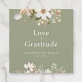 モダンセージ緑の水の色のフローラ結婚の フェイバータグ (正面)