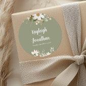 モダンセージ緑の水の色のフローラ結婚の ラウンドシール