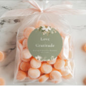 モダンセージ緑の水の色のフローラ結婚の ラウンドシール