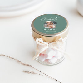 モダンセージ緑の脚写真エレガント卒業 ラウンドシール