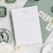 モダンセージ緑シンプル書結婚道 招待状