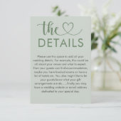 モダンセージ緑ハート結婚の詳細 エンクロージャーカード (スタンド正面)