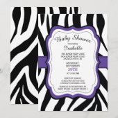 モダンゼブラ柄 女の子 ベビーシャワー 招待状 (正面/裏面)