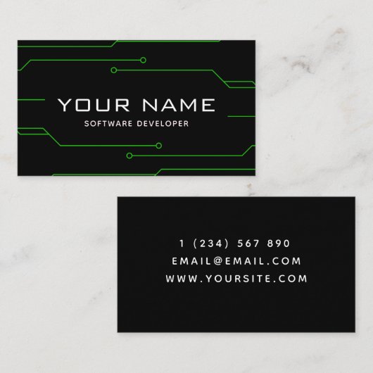 モダンソフトウェア開発者テクノロジーミニマリスト 名刺 (正面/裏面)