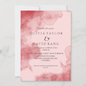 モダンソフトウォーターグラデーションカラーレッド結婚 招待状 (正面)